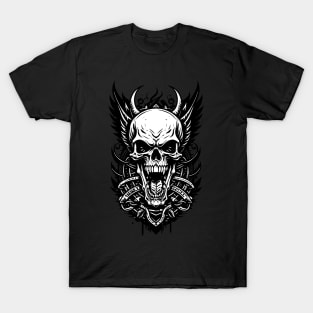 Skull Face Ink Artwork T-Shirt